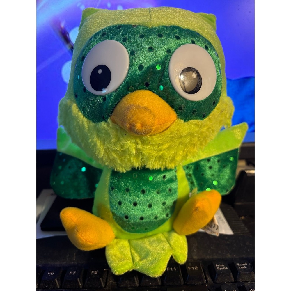 Classic Toy Company Owl Plush Green Bird Sequins Big Eyes Stuffed Animal